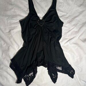 Whimsigoth Black Lace Tank Top